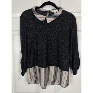 Monteau Los Angeles Women's Layered Look Knit Top - Size Large